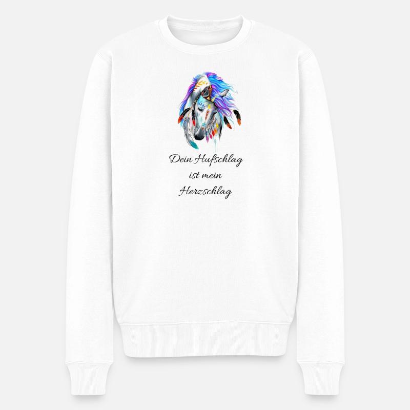 Mystischer Edel-Hengst mit Tribal-Akzenten - Männer Premium Bio Pullover - Weiß