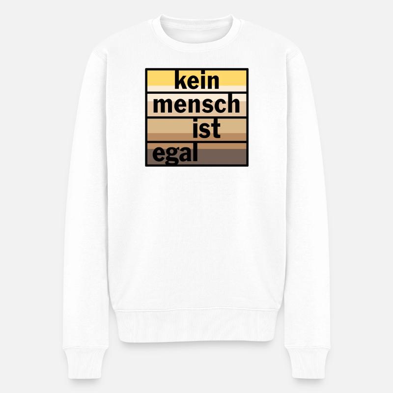 Kein Mensch ist egal - Männer Premium Bio Pullover - Weiß