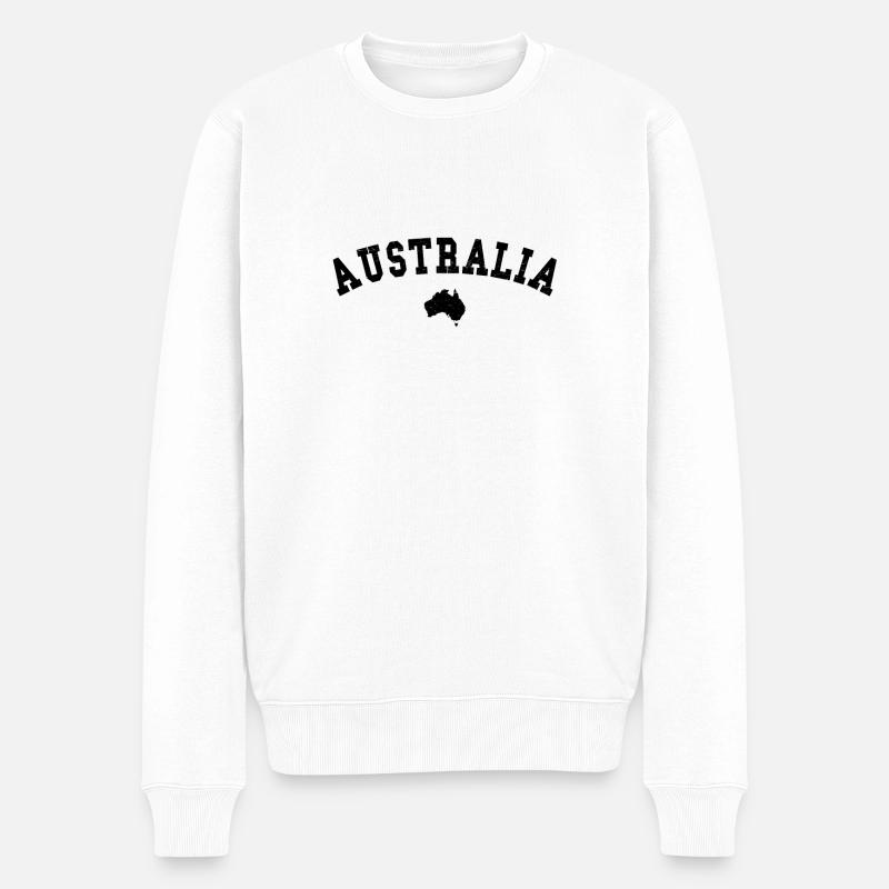 Australie – Continent & Style vintage - Pull Premium bio Homme - blanc
