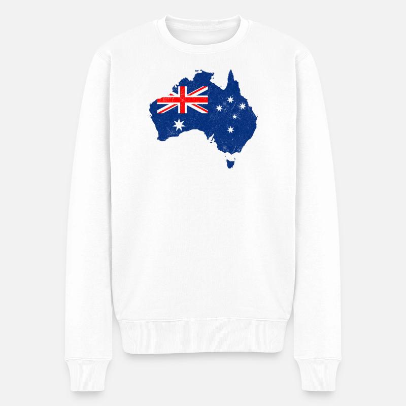 Flaggenkarte von Australien - Männer Premium Bio Pullover - Weiß