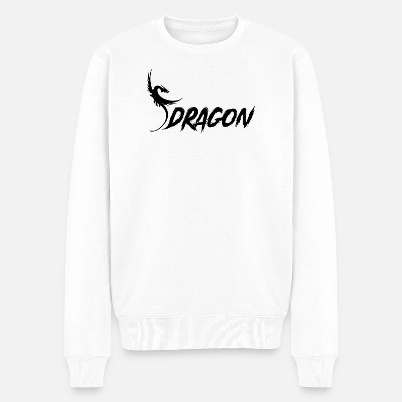 Dragon - Drache - Männer Premium Bio Pullover - Weiß