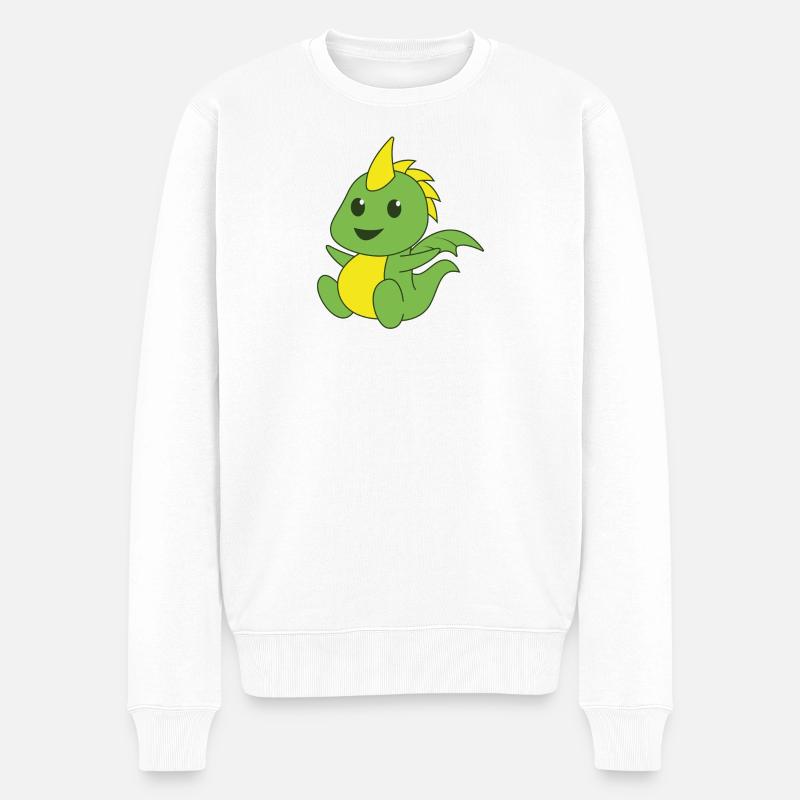 Drache Drachen Monster Echse Saurier Fantasy Fabel - Männer Premium Bio Pullover - Weiß
