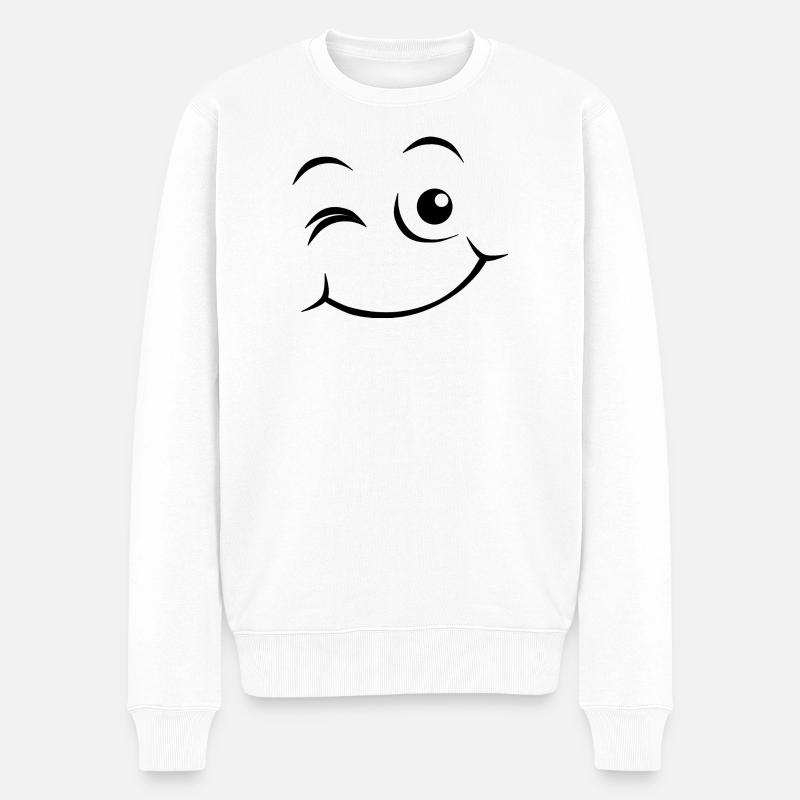 Visage heureux Émoticône - Pull Premium bio Homme - blanc