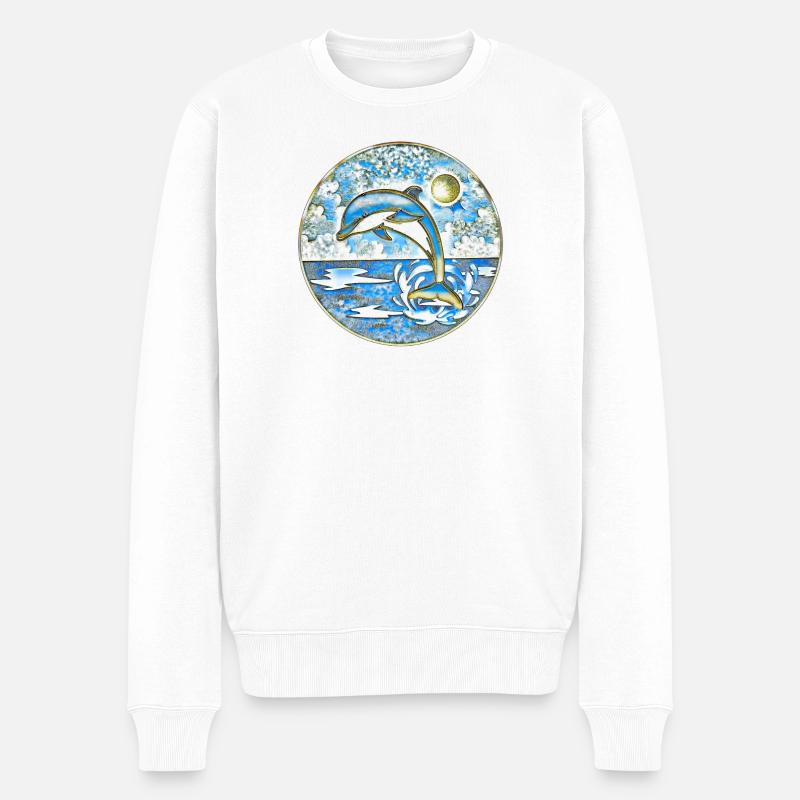 Dauphin mer Liberté - Pull Premium bio Homme - blanc