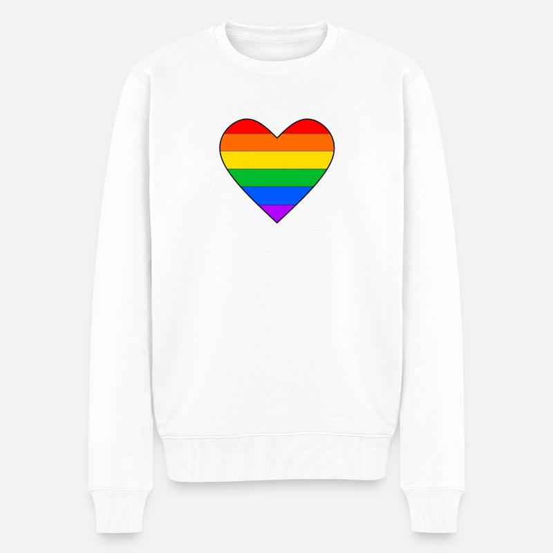 Regenbogenherz - Männer Premium Bio Pullover - Weiß