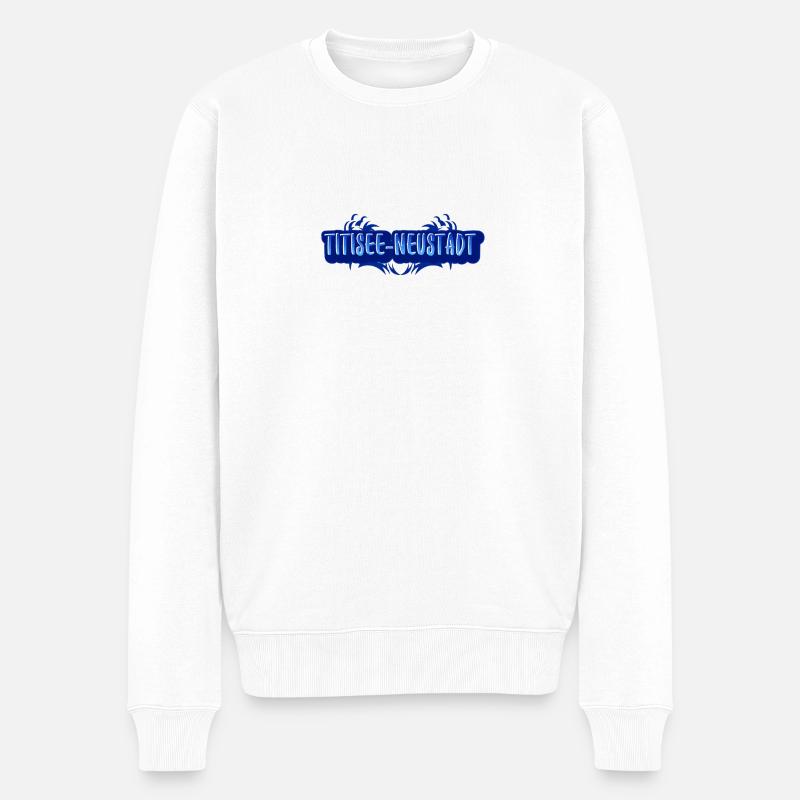 Titisee Neustadt Blau Schriftzug - Männer Premium Bio Pullover - Weiß