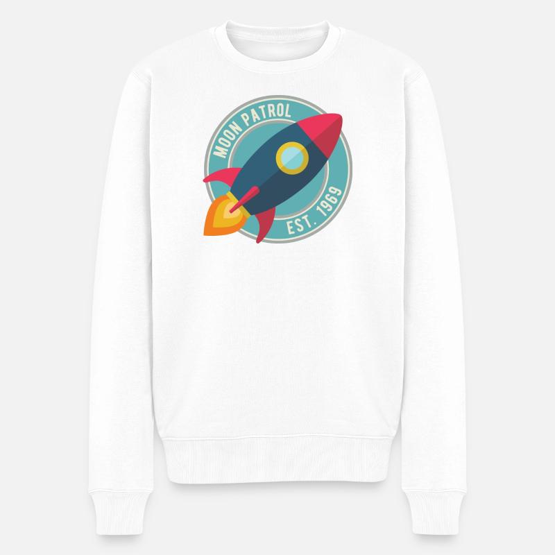 Rakete Moon Patrol Rocket - Männer Premium Bio Pullover - Weiß