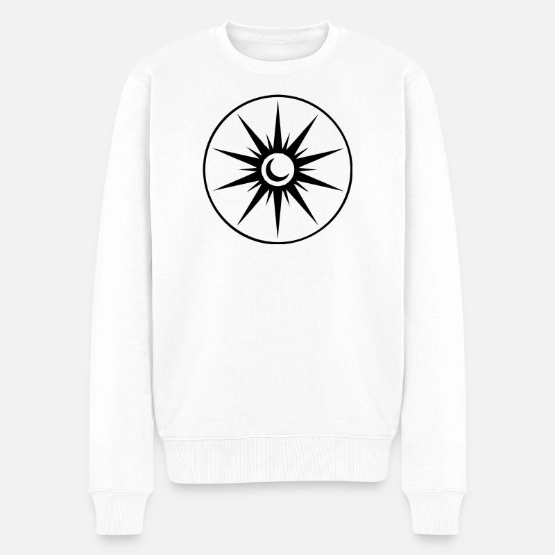 Motif de ligne abstrait en noir et blanc - Pull Premium bio Homme - blanc