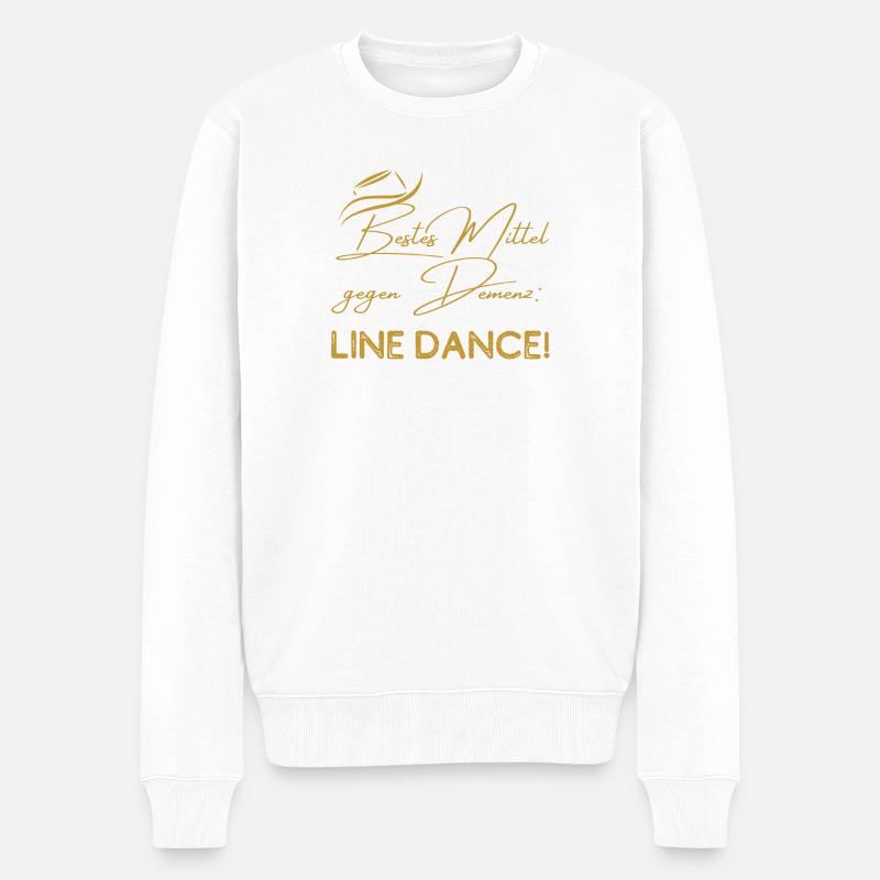 Mein bestes Mittel gegen Demenz: Line Dance - Männer Premium Bio Pullover - Weiß