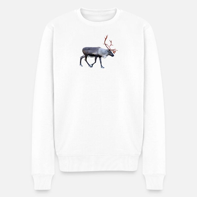 Rentier - Männer Premium Bio Pullover - Weiß