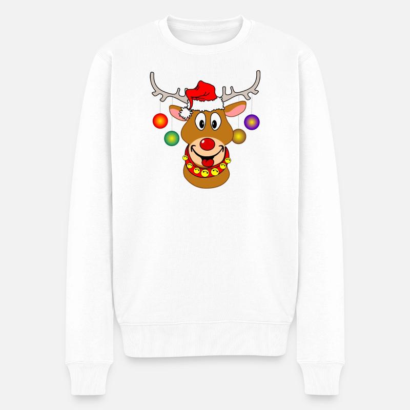 Frohe Weihnachten Rudolf Rentier-Weihnachtskugeln - Männer Premium Bio Pullover - Weiß