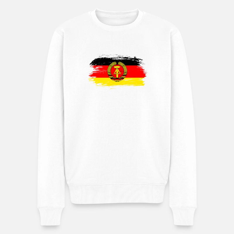 DDR Flaggen Design / Geschenkidee - Männer Premium Bio Pullover - Weiß
