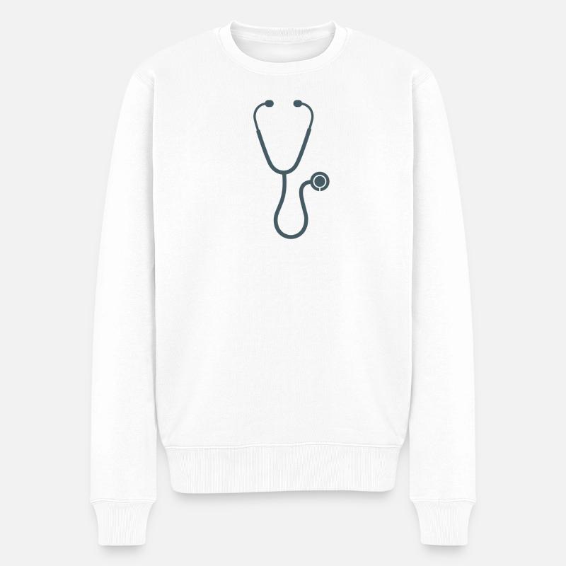 Icône médicale du stéthoscope minimaliste - Pull Premium bio Homme - blanc