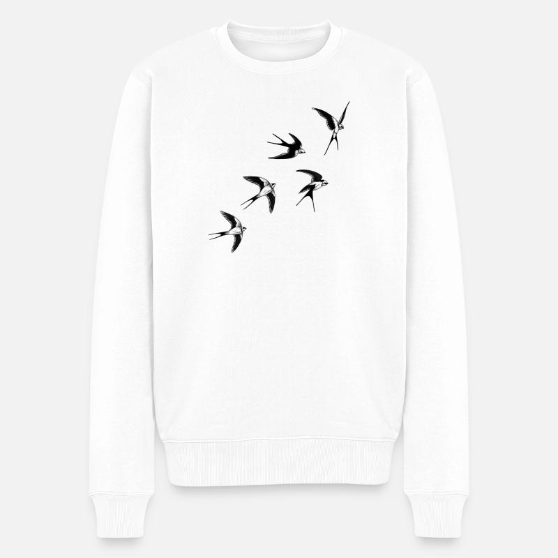 Oiseaux hirondelles  - Pull Premium bio Homme - blanc
