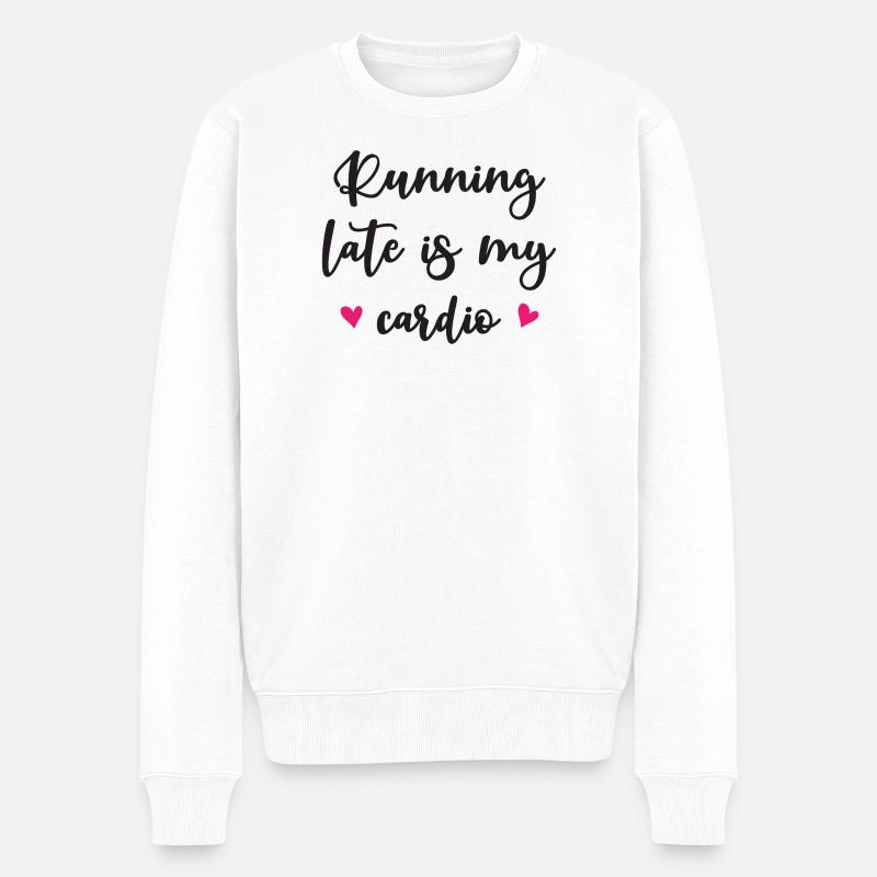 Courir tard est mon cardio - Pull Premium bio Homme - blanc