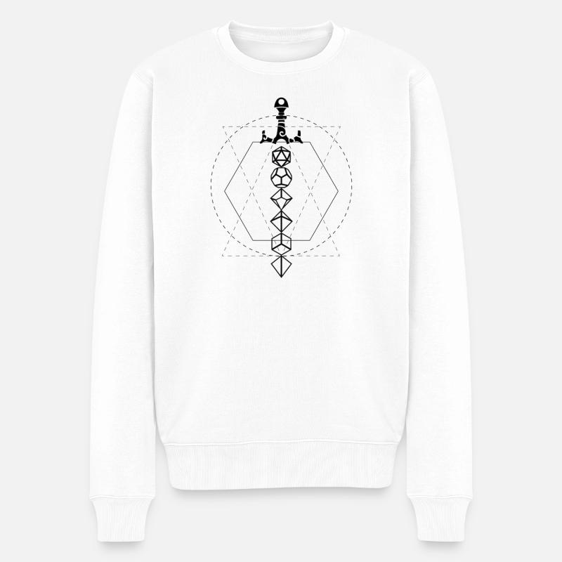 Dungeon Würfelschwert - Männer Premium Bio Pullover - Weiß