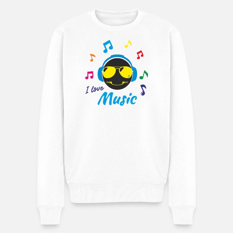 J'aime la musique - Pull Premium bio Homme - blanc