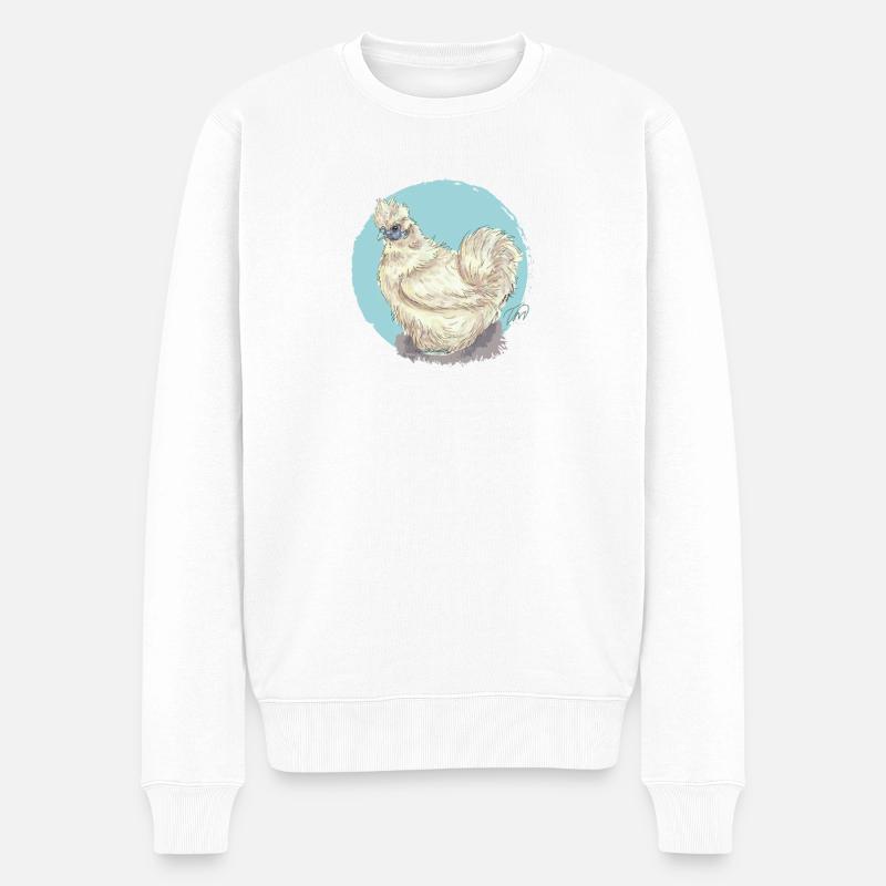 Weisses Seidenhuhn - Männer Premium Bio Pullover - Weiß