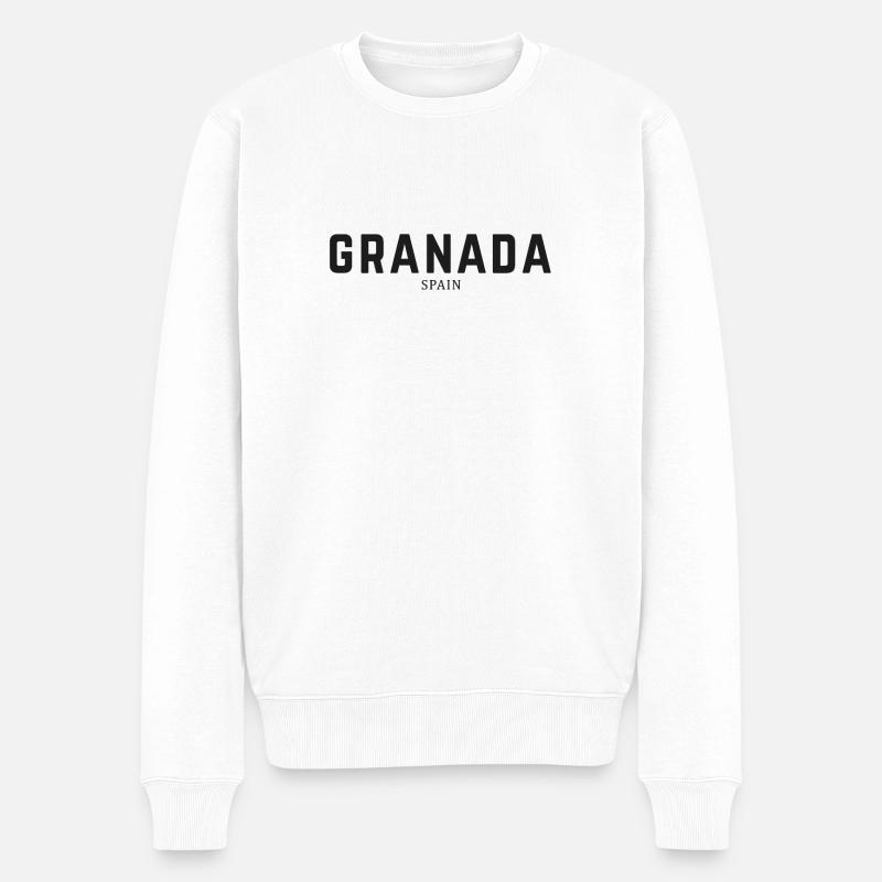 Granada Spanien - Männer Premium Bio Pullover - Weiß