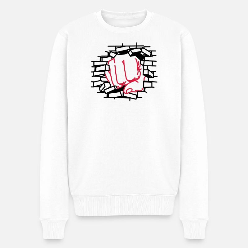 Faustdick, Faust, schlagen - Männer Premium Bio Pullover - Weiß