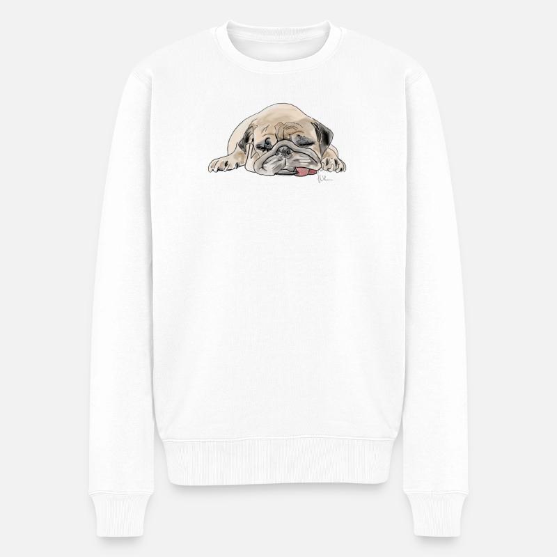 Pug Mops Wauwau - Männer Premium Bio Pullover - Weiß