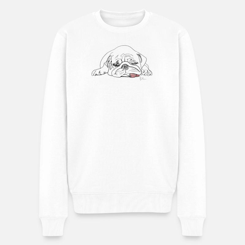 Mops - Männer Premium Bio Pullover - Weiß