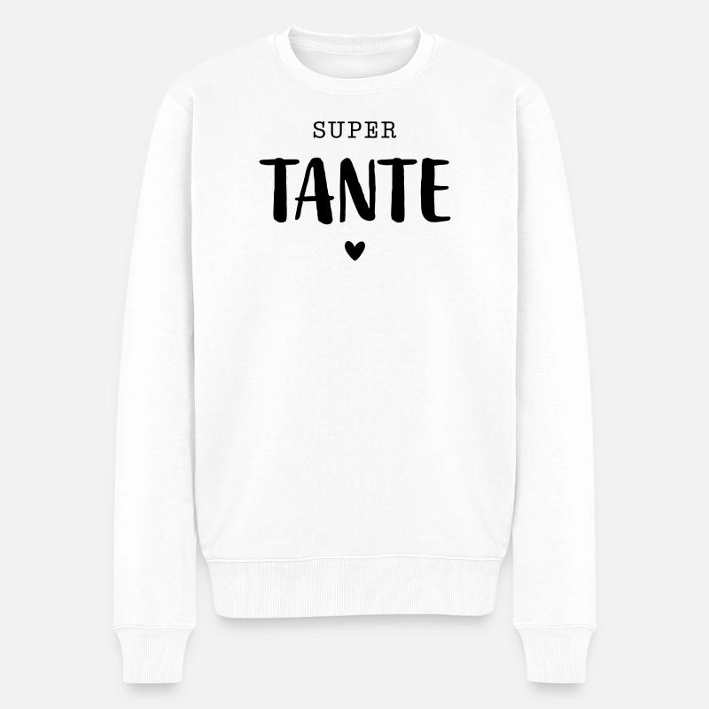 Super Tante mit Herz - Männer Premium Bio Pullover - Weiß
