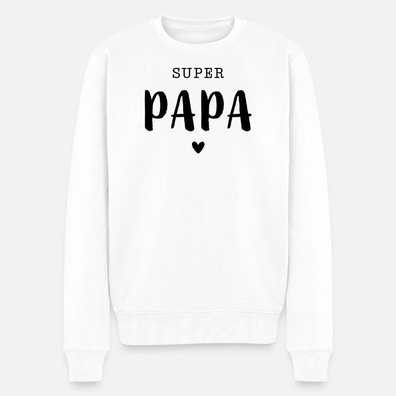 Super Papa mit Herz - Männer Premium Bio Pullover - Weiß