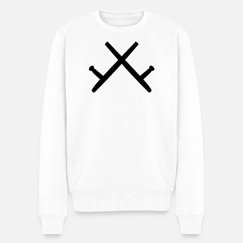 Kobudo zwei Tonfas Schattenbild - Männer Premium Bio Pullover - Weiß