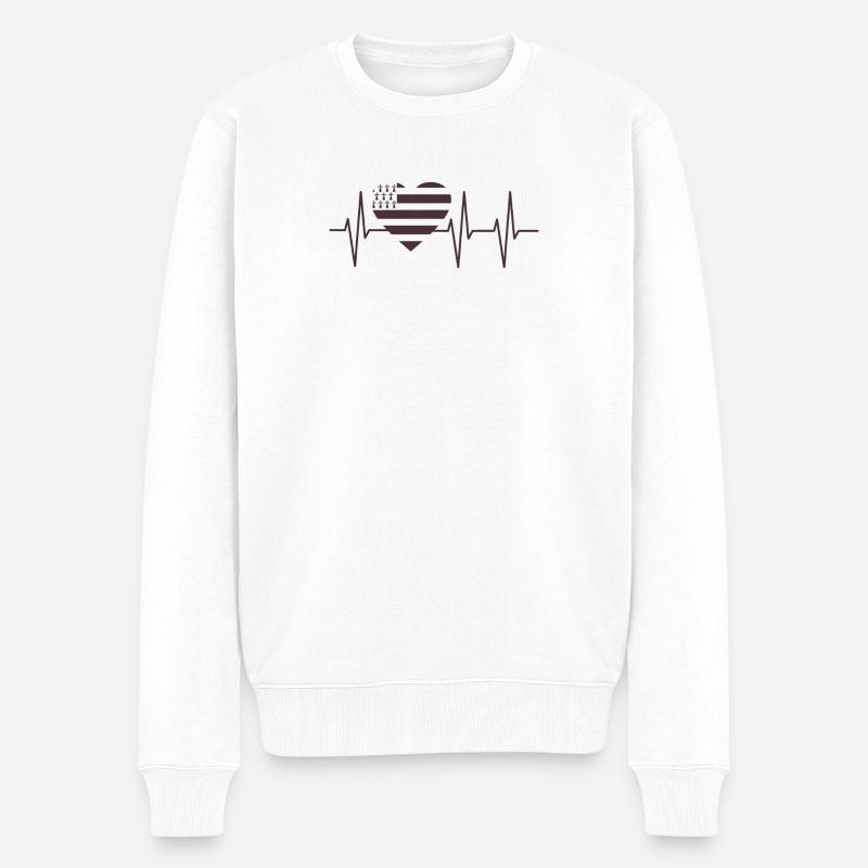 Herzschlag der Bretagne Flagge - Männer Premium Bio Pullover - Weiß
