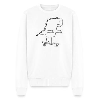 Dino on Skateboard – Cool Cartoon for Nerds - Men's Premium Organic Jumper - white - Front - Thijin (182cm)