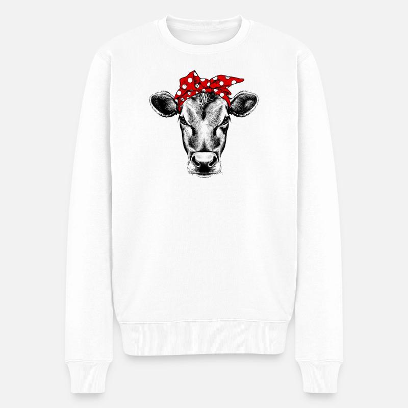 Bandana vache vache - Pull Premium bio Homme - blanc