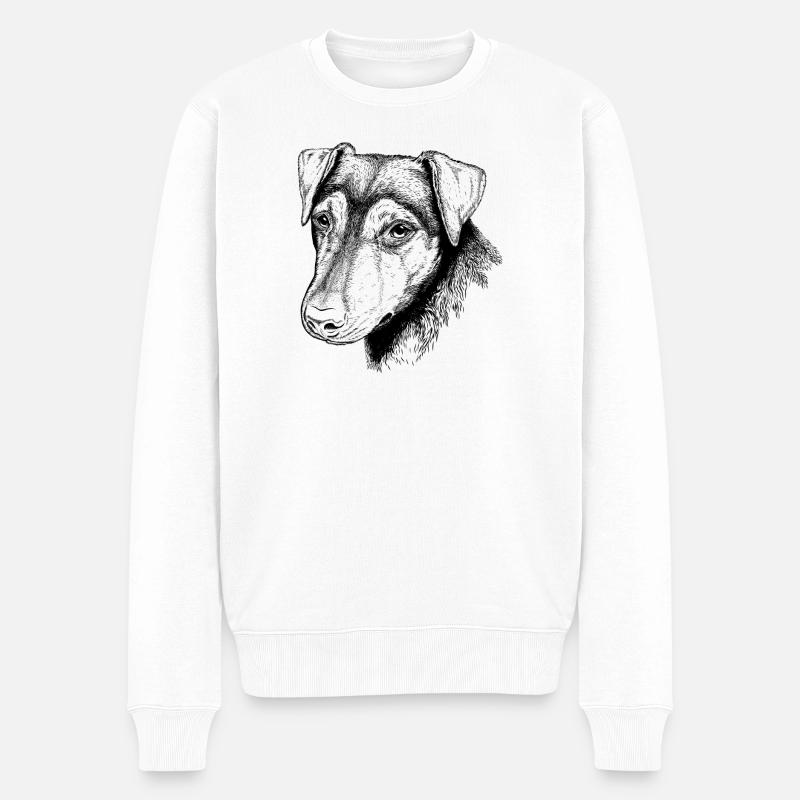 Terrier Portrait - Männer Premium Bio Pullover - Weiß
