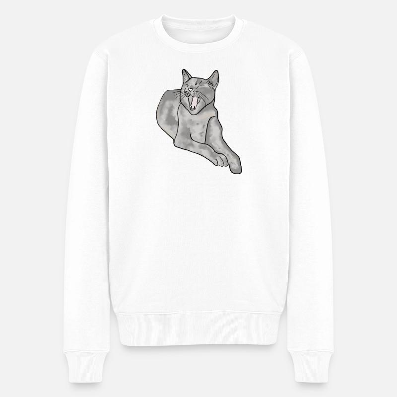chat - Pull Premium bio Homme - blanc