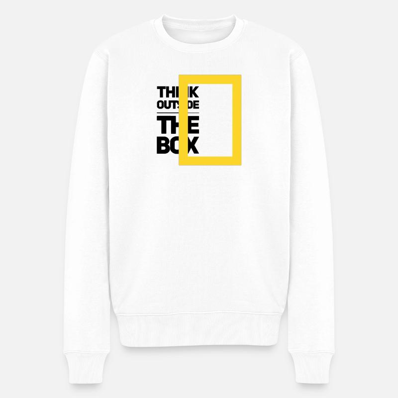 Minimalistischer geometrischer Rahmen - Männer Premium Bio Pullover - Weiß