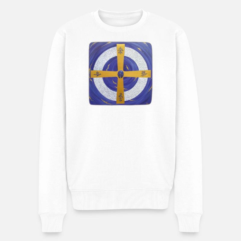 Kristall-Sternentor von Erzengel Michael - Männer Premium Bio Pullover - Weiß