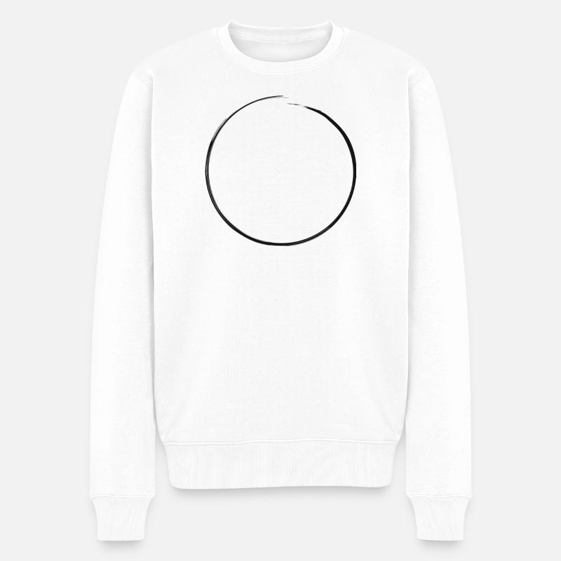 offener schwarzer Kreis | Schmutzrand - Männer Premium Bio Pullover - Weiß