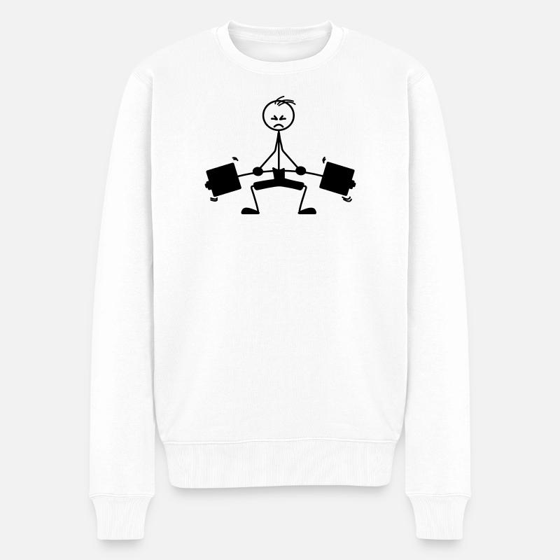 Logo, emblème de musculation - Pull Premium bio Homme - blanc