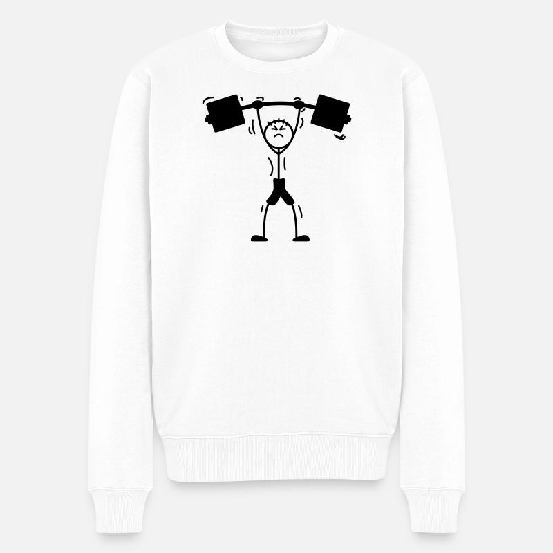 Gewichtheber-Logo, Emblem - Männer Premium Bio Pullover - Weiß