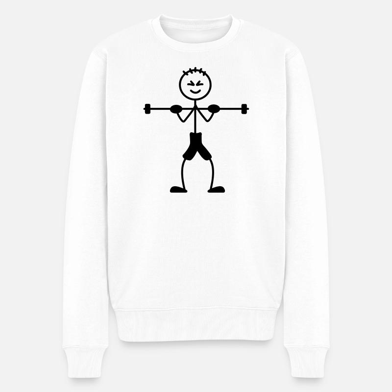 Krafttraining mit viel Gewicht - Männer Premium Bio Pullover - Weiß
