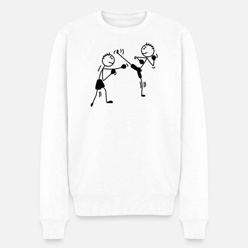 kickboxing high kick et punchs - Pull Premium bio Homme - blanc