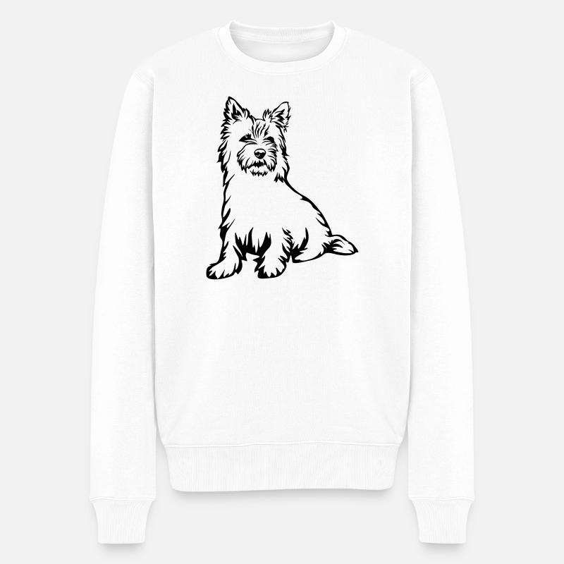 Cairn Terrier - Pull Premium bio Homme - blanc