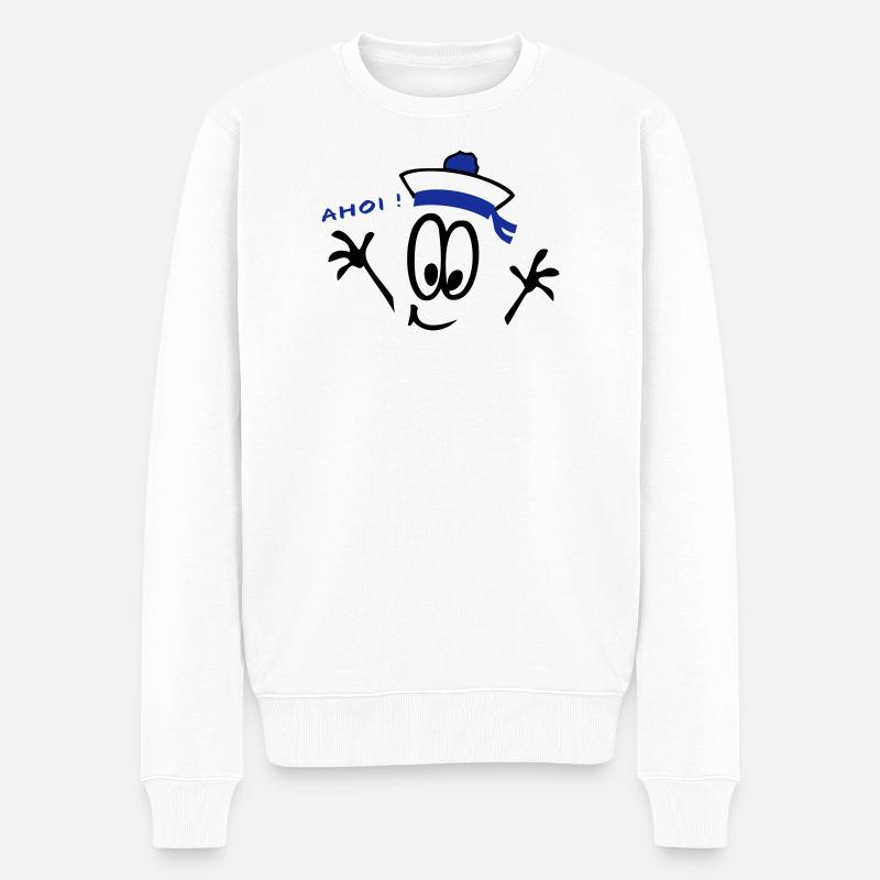 Matrose, ahoi, Comic - Männer Premium Bio Pullover - Weiß
