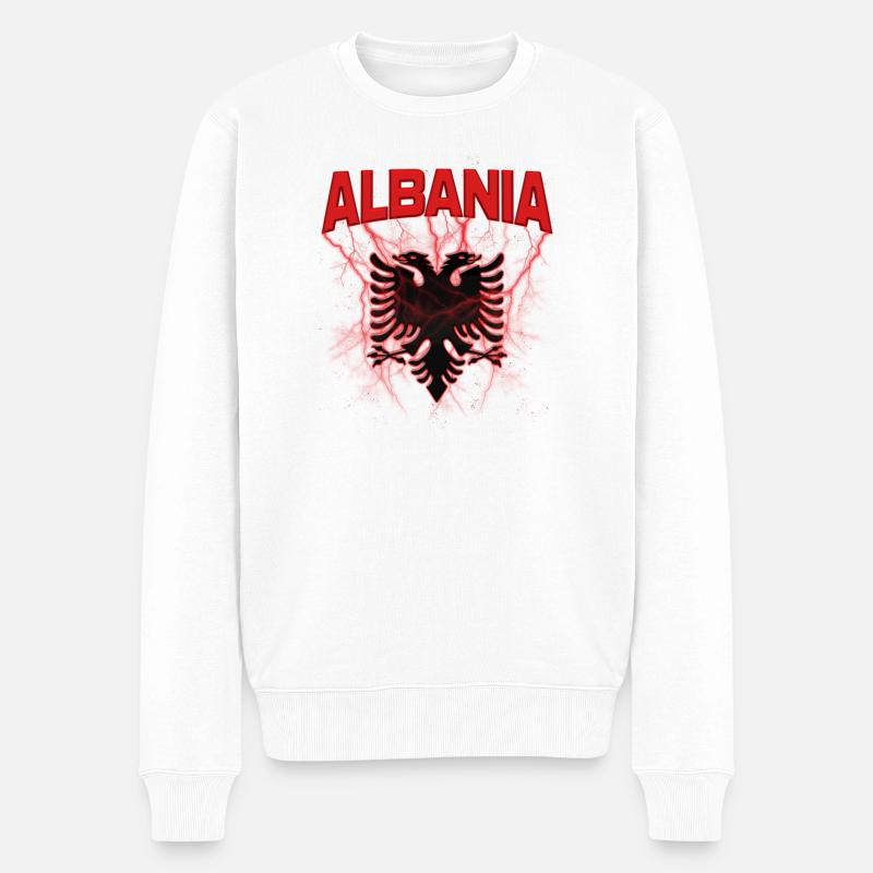 Albanischer Adler - Männer Premium Bio Pullover - Weiß