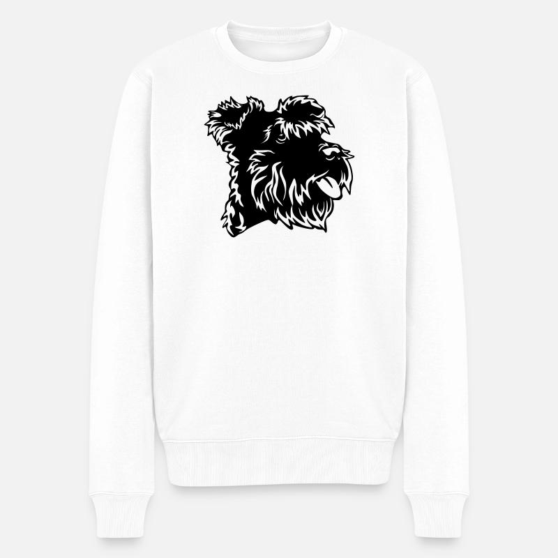 Zwergschnauzer Kopf - Männer Premium Bio Pullover - Weiß