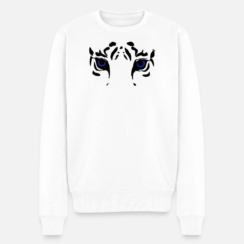 Tiger / Löwe/ Raubkatze - Männer Premium Bio Pullover - Weiß