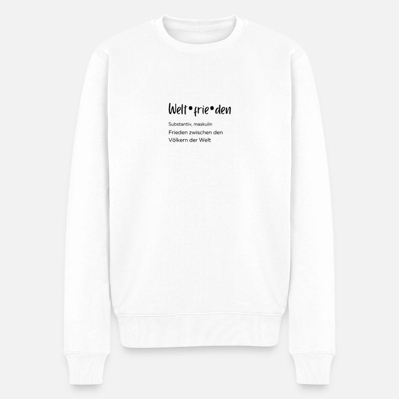 Weltfrieden, Duden, Germanistik, Liebe, Geschenk, - Männer Premium Bio Pullover - Weiß
