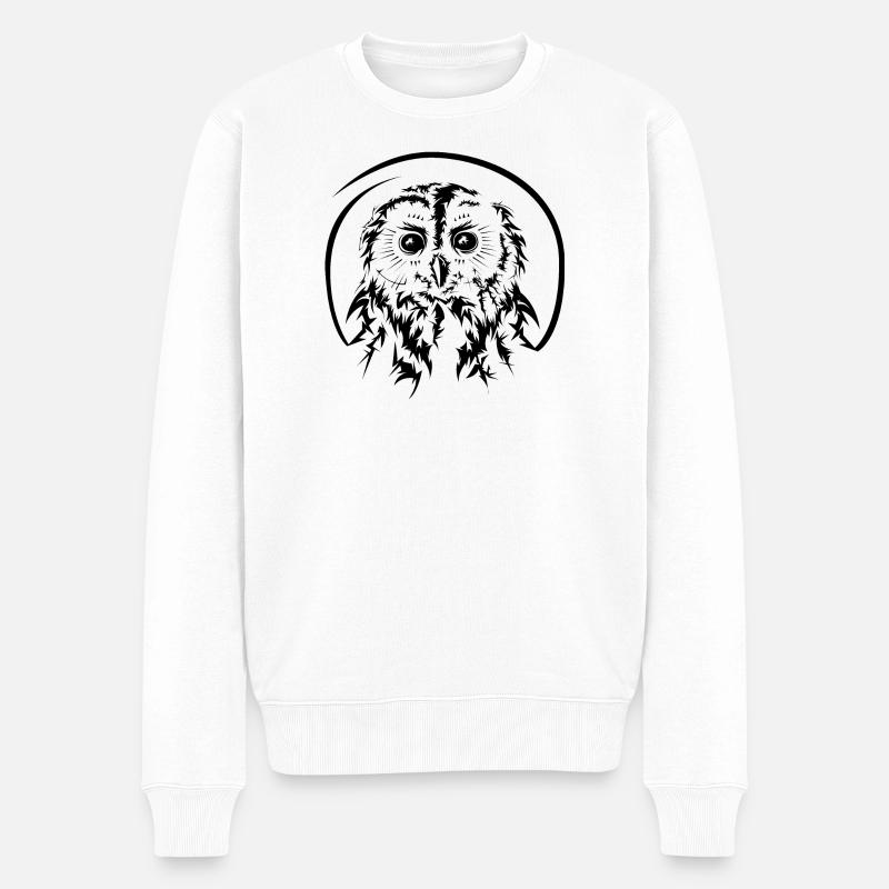 eule owl eulen owls symbol illustration icon - Männer Premium Bio Pullover - Weiß