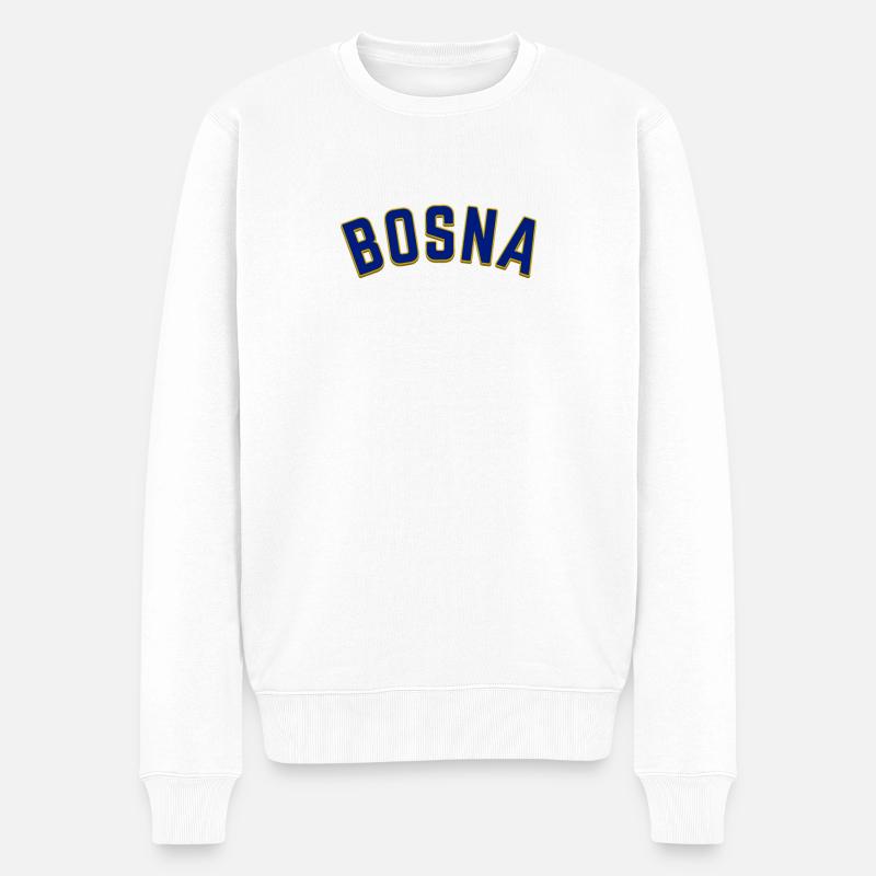 Bosnien - Männer Premium Bio Pullover - Weiß