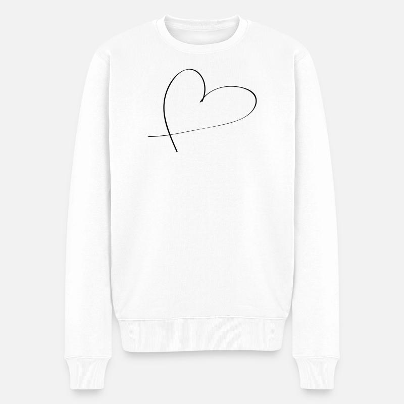 Herz - Männer Premium Bio Pullover - Weiß